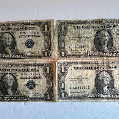 1937 Series Silver Certificate Lot of Four Notes