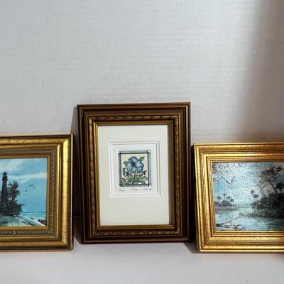 3 Miniature Framed Art 