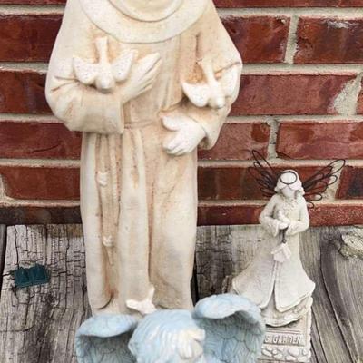 Lawn Statues Angels and Priest 