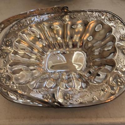 Vintage Sterling Flower Bread Tray, 14” Long  11 “ Wide