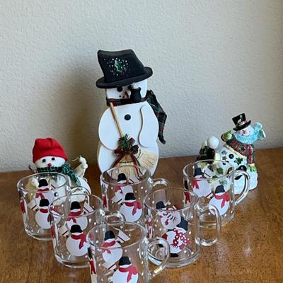 Assorted Snowman Decor, 6 Snowman Glasses & More