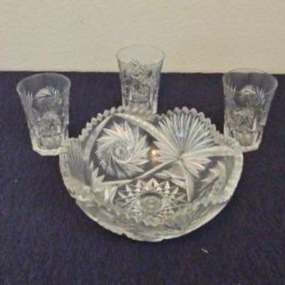Vintage Pineapple Pinwheel Glasses And Bowl