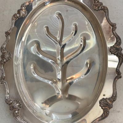 Vintage English Silver Serving Tray, 17” Long, 12” Wide