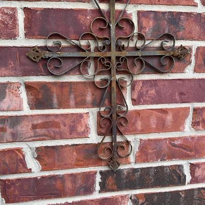 Rustic Heavy Wrought Iron Ornate Cross - Cemetery Decoration - Yard Art Decor - Religious Church Acc