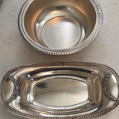 Silver Plated Oval 12”  Serving Tray, Reed & Barton 9-1/2” Silver Serving Bowl