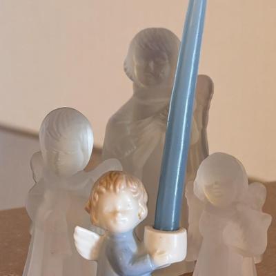 White Ceramic Angel Candle Holders 