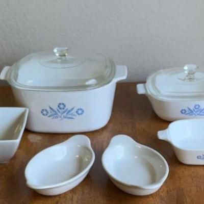 (2) Vintage Corning Ware Bowls With Lids (7 “ & 8’) & More
