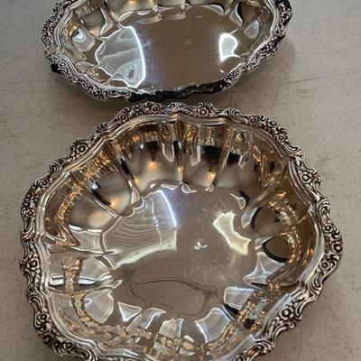 Vintage Silver Plated Bowls (2) 11” And 12” Wide