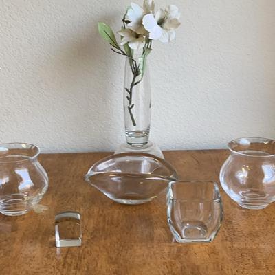 Fosteria Glass Ashtray, (2) Glass Flower Vases & More