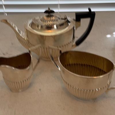 Art Deco Tea Set With Teapot And Lid, Creamer And Sugar Bowls