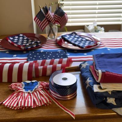 Patriotic - 4 - 13” Red Chargers, Flags, Runner & More