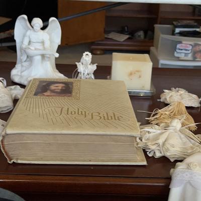 The New American Bible, 12x 9”, Avon Porcelain Angel & More