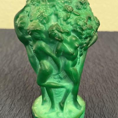 Vintage Art Deco Czech Malachite Glass Vase
