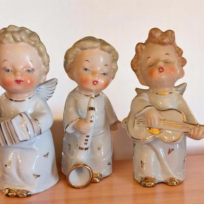 3 VINTAGE FRAZEE FRERES CERAMIC CHRISTMAS CHOIR ANGEL FIGURINES JAPAN