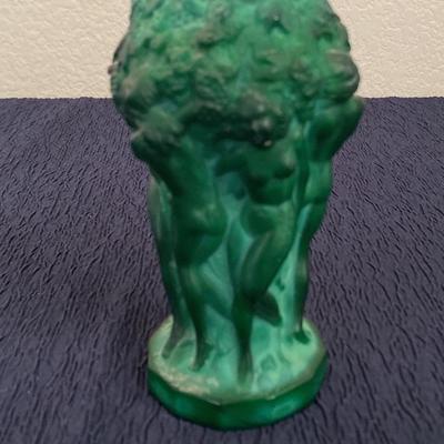 Vintage Art Deco Czech Malachite Glass Vase
