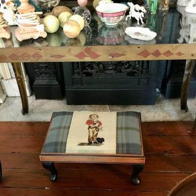 painted metal and glass table $200
37 X 20 1/2 X 25"