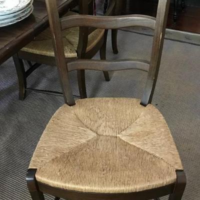 dining table and set of 6 rush bottom chairs $699
table 62 X 39 X 30" with two 12" leaves