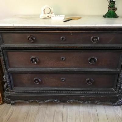 antique French Empire chest with marble top from New Orleans $425
46 X 22 X33"
