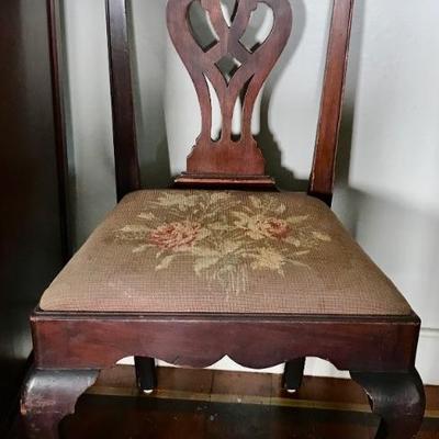Chippendale chair with needlepoint seat $89
