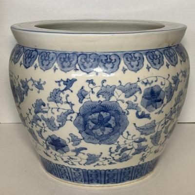 Large White & Blue Chinese Ceramic Planter