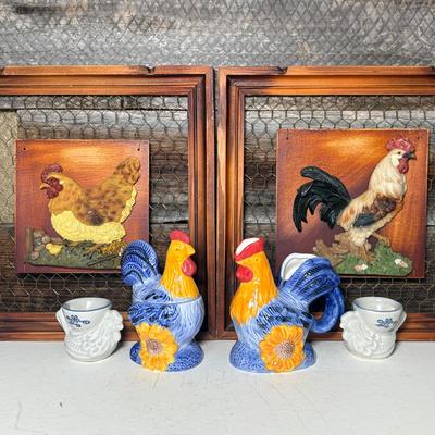 Pfaltzgraff Yorktowne Chicken Egg Cups, Avon Cream/Sugar Chickens & More!