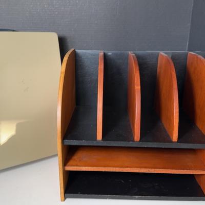 Wood Desk Sorter & Metal Lock Box
