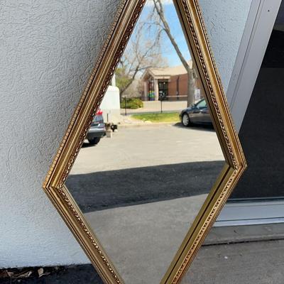 Mid Century Gilded Diamond Mirror