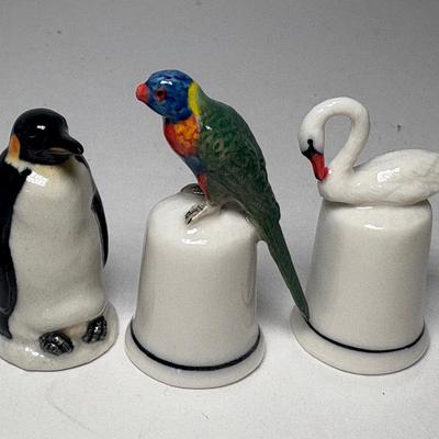 Thimble Collections Porcelain Parrot, Swan & Penguin #1