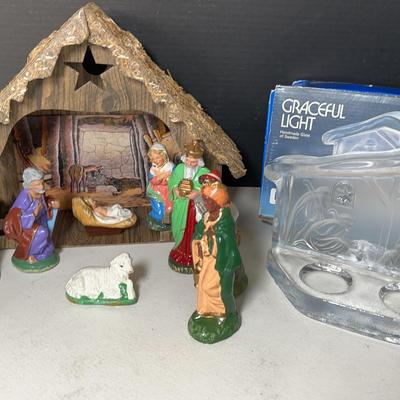 W German Vintage Nativity Set & Swedish Nativity Glass