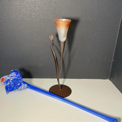 Murano Glass Iris & Dawn Blossom Tea Light