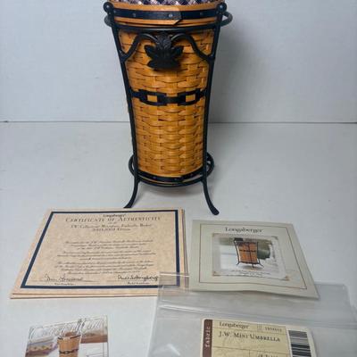 Longaberger J.W. Collection Miniature 2003-2004 Edition Umbrella Basket w/ Mini Umbrella Stand