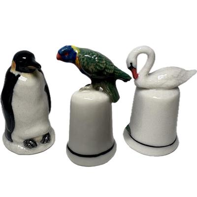 Thimble Collections Porcelain Parrot, Swan & Penguin #1