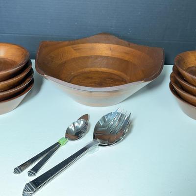 Kustom Kraft Mid Century Black Walnut Salad Set