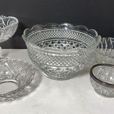 Cut & Pressed Vintage Glass Serving Bowls