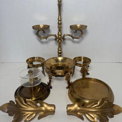 Collection of Brass Candle Holders, Votives & Trinket Trays