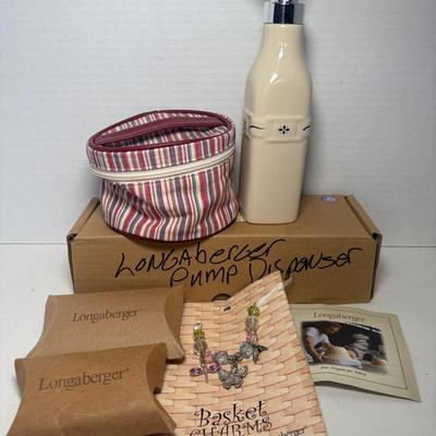 Longaberger Pump Bottle, Cosmetic Bag & Basket Charms!