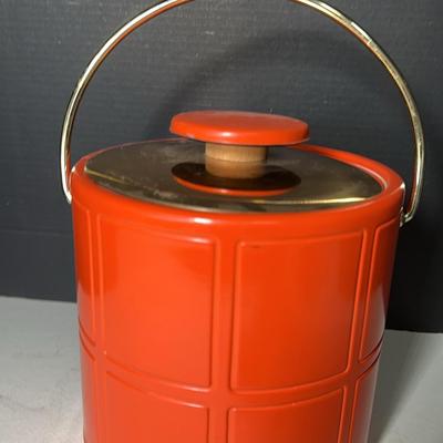 Kraftware Mid Century Atomic Orange Ice Bucket