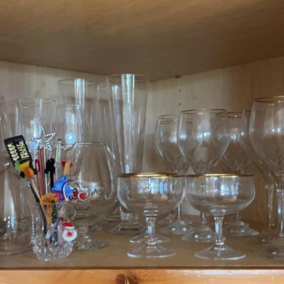 Various Clear Glassware And Bar Stirrers