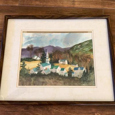 Water Color Scene Of Town