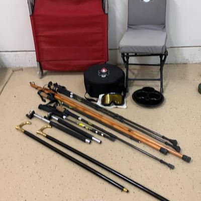 Camping Cot, Cooking pot And Walking Sticks