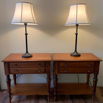 Pair Of Nightstands And Lamps  