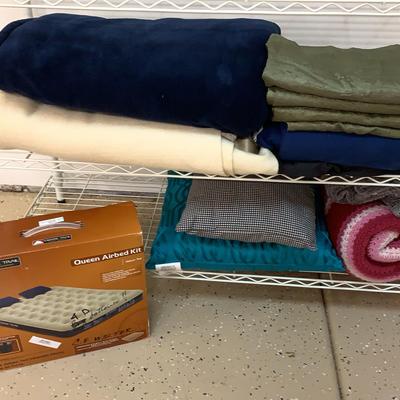 Queen Air bed And Assorted Linens