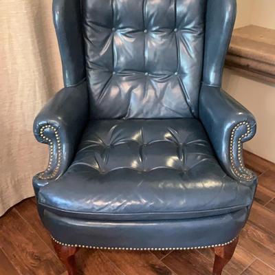Dark Blue Leather Chair
