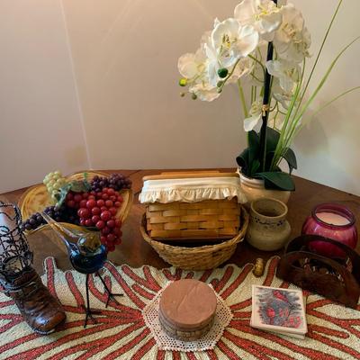 Longaberger Basket With Misc Decor