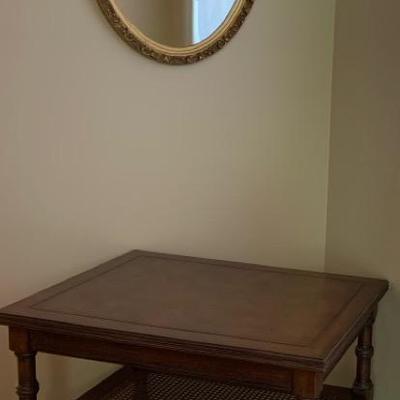 End Table And Oval Mirror  