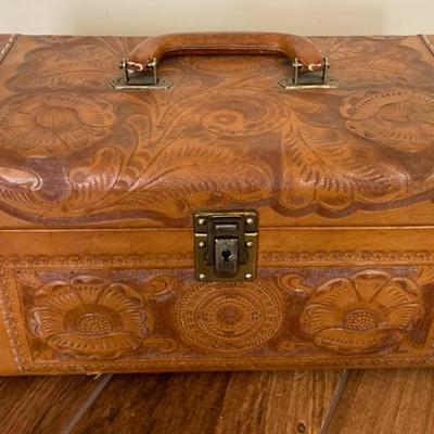 Genuine Tooled Leather Travel Case