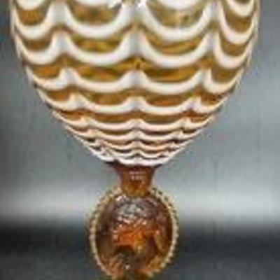 Nailsea Glass Vase Woman Cameo Medallion Stem