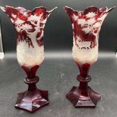 
Spectacular Cazechoslavakian King's Crown Vases
