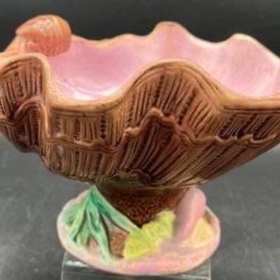 
Majolica Shell Form Footed Bowl.  
