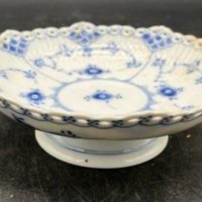 Royal Copenhagen Round Compote Blue Fluted Full Lace